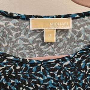 Michael Kors Black and Blue Leaf Print Top Excellent Condition